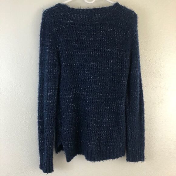 Rampage Long Sleeves Metallic Open Knit Sweater L - Picture 2 of 7